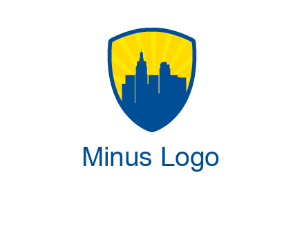 rays and buildings in shield insurance logo