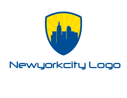 rays and buildings in shield insurance logo
