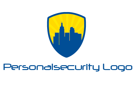 rays and buildings in shield insurance logo