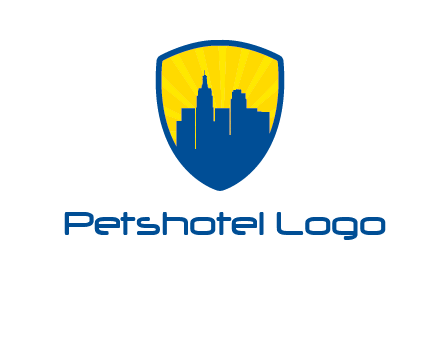 rays and buildings in shield insurance logo