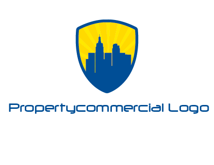 rays and buildings in shield insurance logo