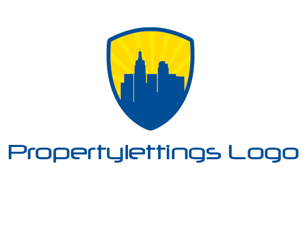 rays and buildings in shield insurance logo