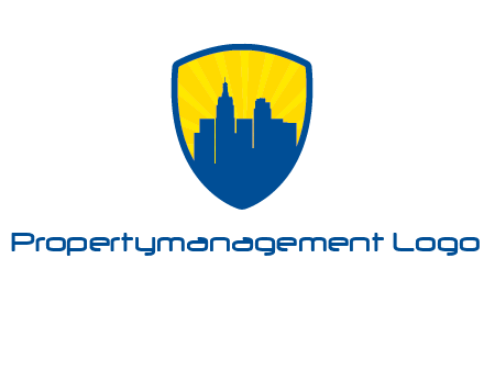 rays and buildings in shield insurance logo