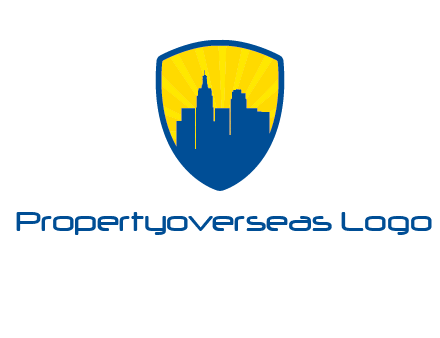 rays and buildings in shield insurance logo