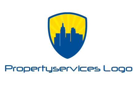 rays and buildings in shield insurance logo