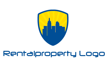 rays and buildings in shield insurance logo
