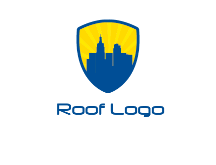 rays and buildings in shield insurance logo