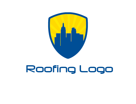 rays and buildings in shield insurance logo
