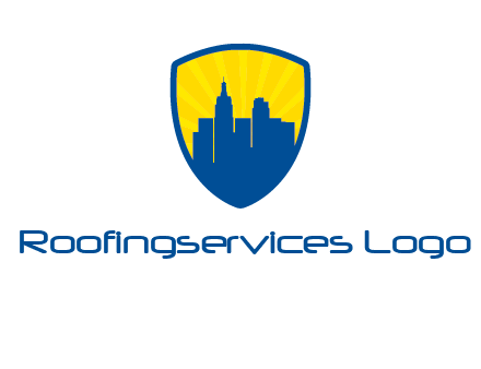 rays and buildings in shield insurance logo