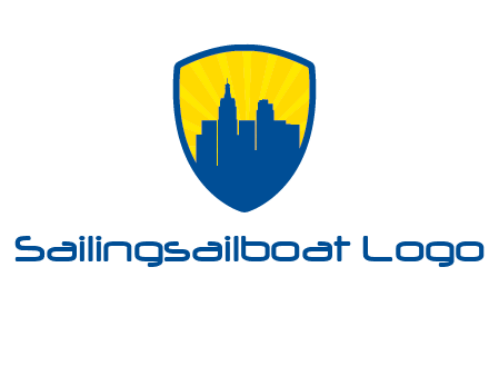 rays and buildings in shield insurance logo