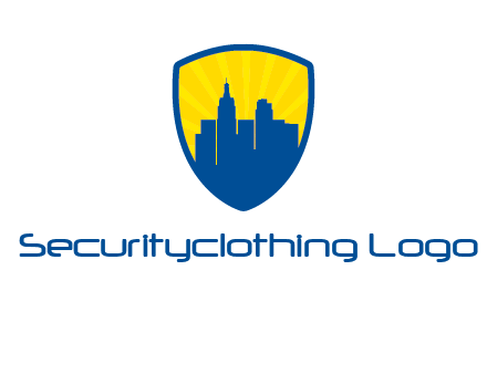 rays and buildings in shield insurance logo