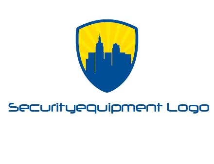 rays and buildings in shield insurance logo