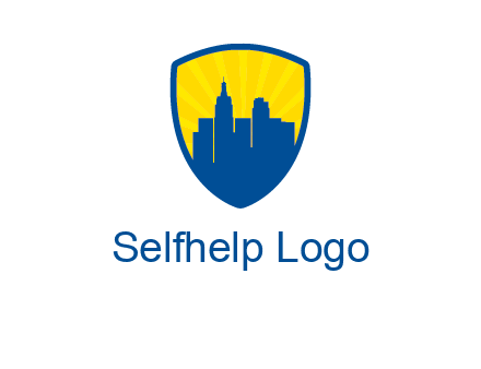 rays and buildings in shield insurance logo