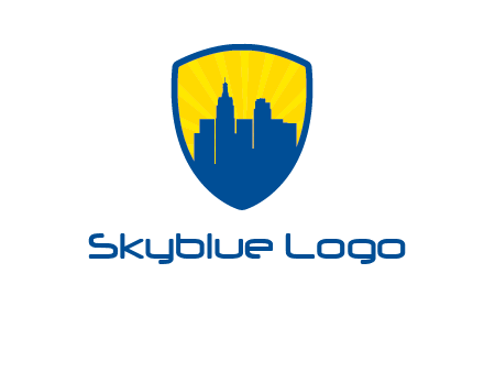 rays and buildings in shield insurance logo