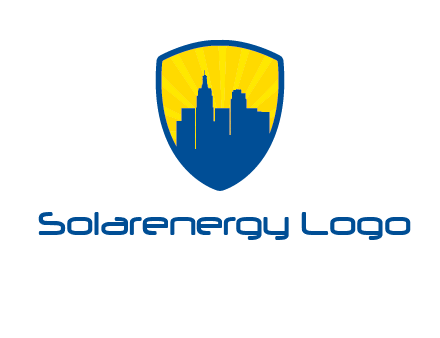 rays and buildings in shield insurance logo