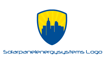 rays and buildings in shield insurance logo