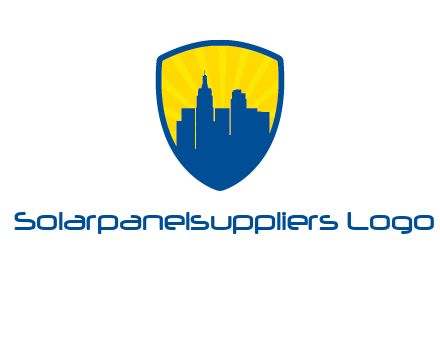 rays and buildings in shield insurance logo