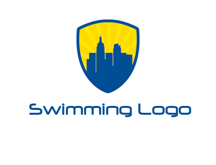 rays and buildings in shield insurance logo