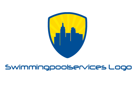 rays and buildings in shield insurance logo