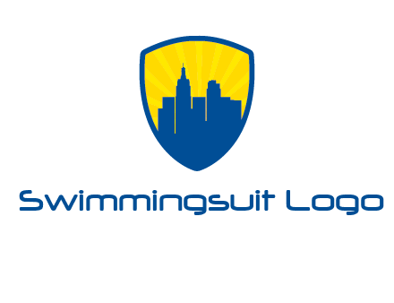 rays and buildings in shield insurance logo