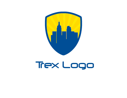 rays and buildings in shield insurance logo