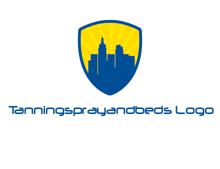 rays and buildings in shield insurance logo
