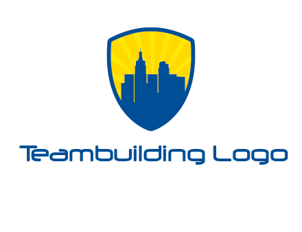 rays and buildings in shield insurance logo