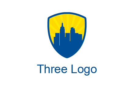 rays and buildings in shield insurance logo