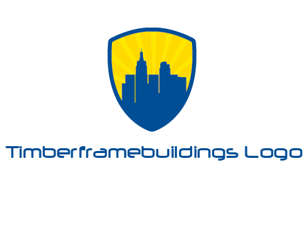 rays and buildings in shield insurance logo