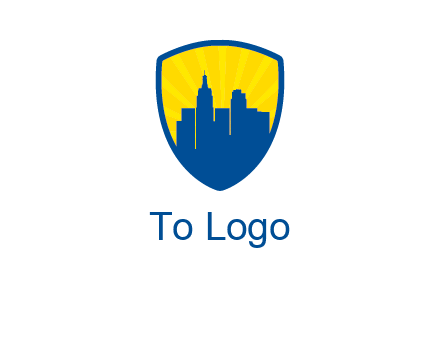 rays and buildings in shield insurance logo