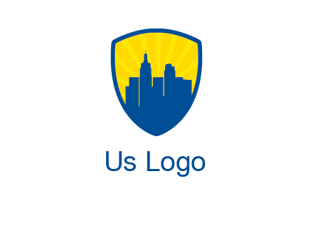 rays and buildings in shield insurance logo