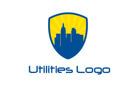 rays and buildings in shield insurance logo