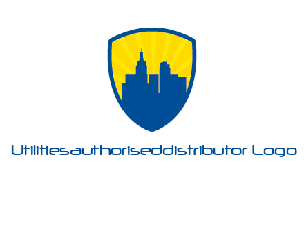 rays and buildings in shield insurance logo