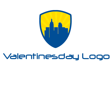 rays and buildings in shield insurance logo