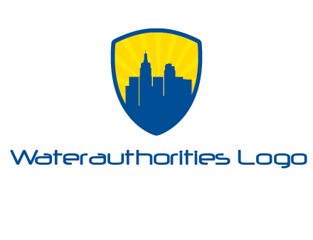 rays and buildings in shield insurance logo