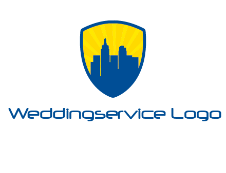rays and buildings in shield insurance logo