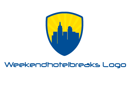 rays and buildings in shield insurance logo