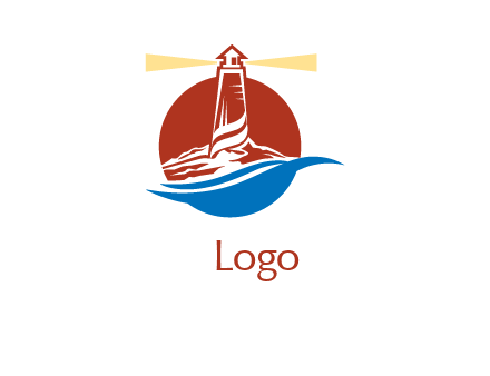 waves and lighthouse in circle insurance logo