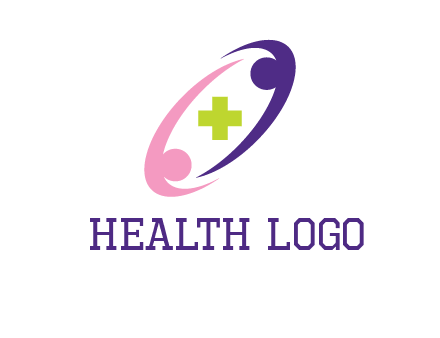 swoosh people around plus healthcare logo