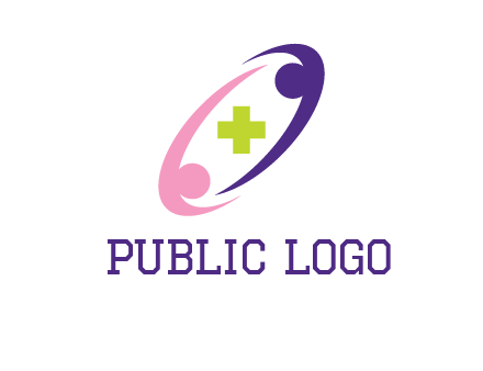 swoosh people around plus healthcare logo