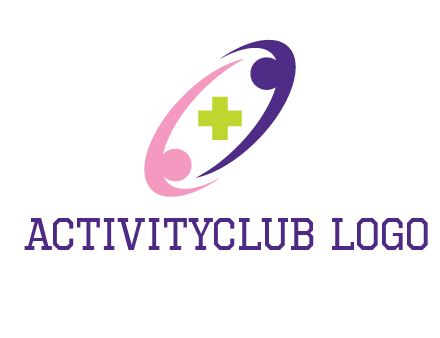 swoosh people around plus healthcare logo