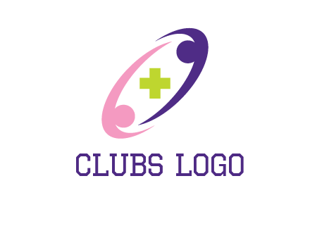 swoosh people around plus healthcare logo
