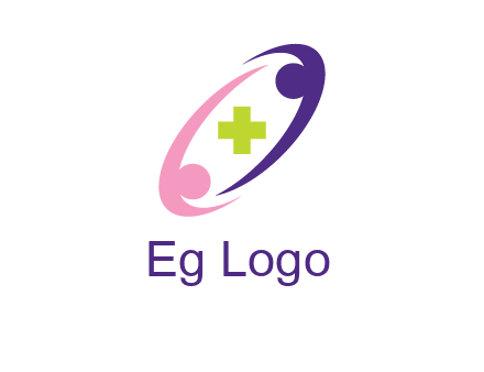 swoosh people around plus healthcare logo