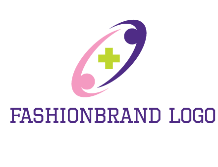 swoosh people around plus healthcare logo