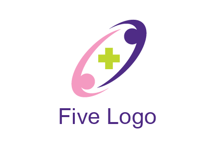 swoosh people around plus healthcare logo