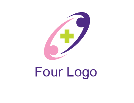 swoosh people around plus healthcare logo