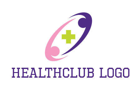 swoosh people around plus healthcare logo