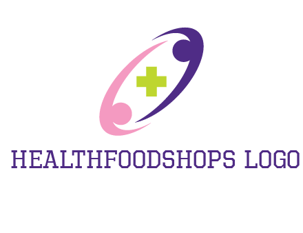 swoosh people around plus healthcare logo