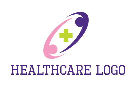 swoosh people around plus healthcare logo