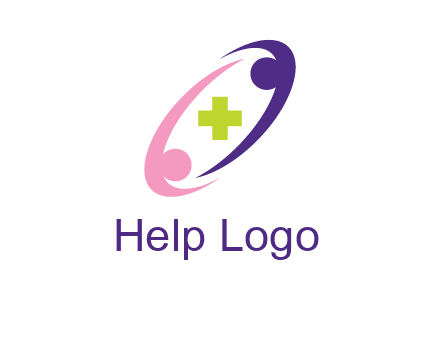 swoosh people around plus healthcare logo